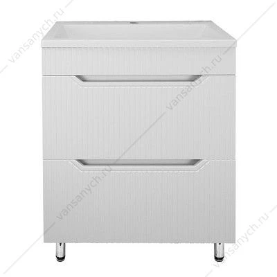 Тумба с раковиной 60см Loranto HARMONIA 60/2Н белая напольная, раковина ЛЮНОКС 60 CS00097003
