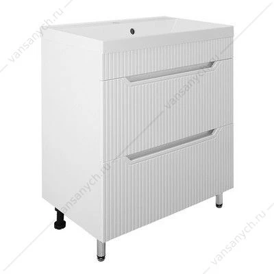 Тумба с раковиной 70см Loranto HARMONIA 70/2Н белая напольная, раковина АСТОРИЯ 70 CS00096996