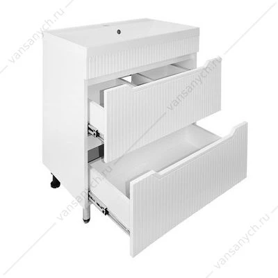 Тумба с раковиной 70см Loranto HARMONIA 70/2Н белая напольная, раковина АСТОРИЯ 70 CS00096996