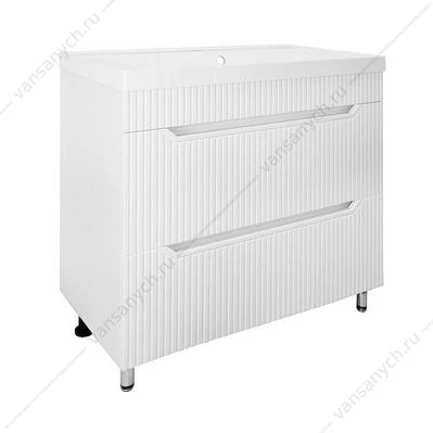 Тумба с раковиной 80см Loranto HARMONIA 80/2Н белая напольная, раковина АСТОРИЯ 80 CS00096993