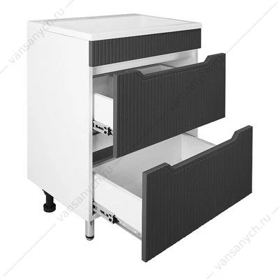 Тумба с раковиной 60см Loranto HARMONIA 60/2Н гРАФИТ, напольная, раковина ЛЮНОКС 60 CS00097004