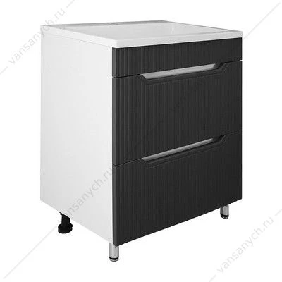 Тумба с раковиной 60см Loranto HARMONIA 60/2Н гРАФИТ, напольная, раковина ЛЮНОКС 60 CS00097004
