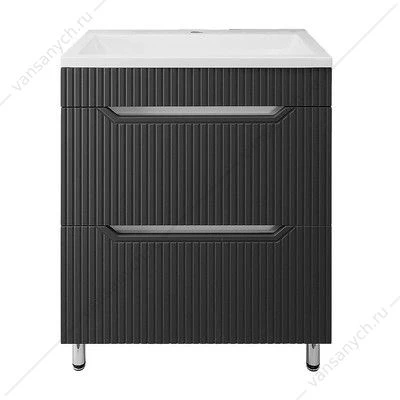 Тумба с раковиной 60см Loranto HARMONIA 60/2Н гРАФИТ, напольная, раковина ЛЮНОКС 60 CS00097004