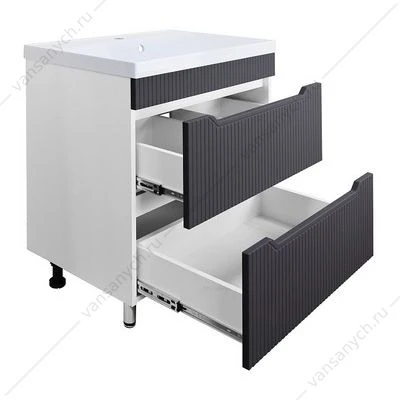 Тумба с раковиной 70см Loranto HARMONIA 70/2Н гРАФИТ напольная, раковина АСТОРИЯ 70 CS00096997
