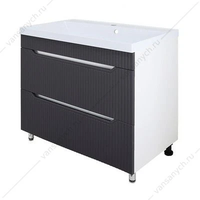 Тумба с раковиной 80см Loranto HARMONIA 80/2Н гРАФИТ напольная, раковина АСТОРИЯ 80 CS00096995