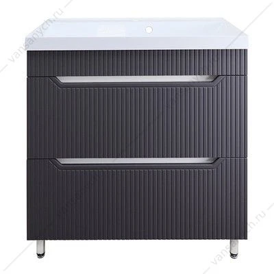 Тумба с раковиной 80см Loranto HARMONIA 80/2Н гРАФИТ напольная, раковина АСТОРИЯ 80 CS00096995