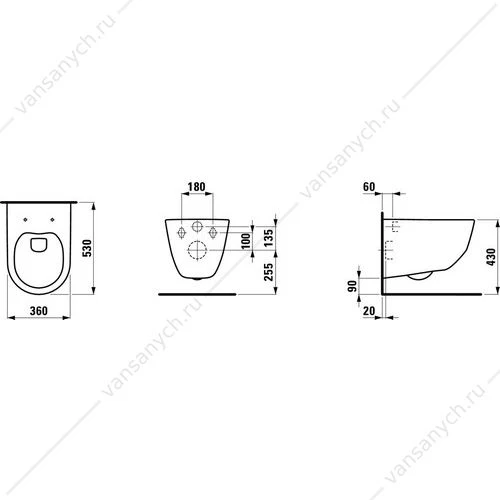 ПЭК PRO LAUFEN унитаз безободковый смыв Rimless, инсталляция, сиденье микролифт, быстросъем, клавиша смыва белая Z.RU93.0.761.6