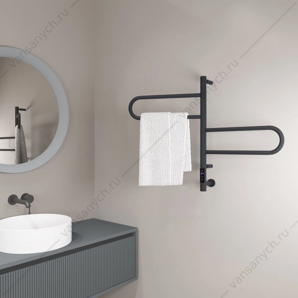 Полотенцесушитель 43х60 электрический Vincea VTD-1R1CGE, графит, таймер