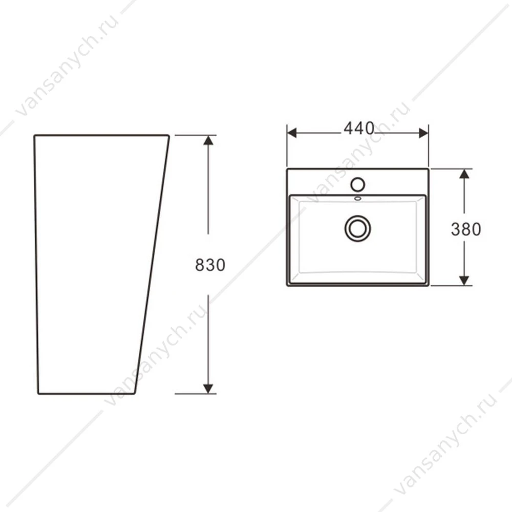 Раковина 44х38 напольная Aquatek Optima Square белый AQ4401-00