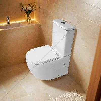Унитаз безободковый с сиденьем микролифт, быстросъем Azario Blanco напольный, с бачком AZ-T003B-R