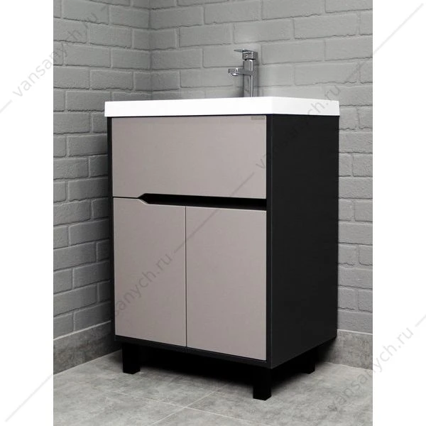 Тумба 60 под раковину UNIT 60 Karat Серый тауп В2 Домино  напольная DK3212T