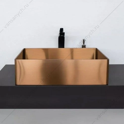 Раковина 50х40см из нерж. стали накладная Comforty CF8WBTB5040RG цвет бронза, с дон. клап., прямоугольная