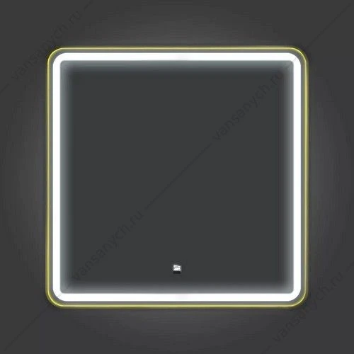 Зеркало 80х80 в алюминиевой раме цвет золото Comforty Ситара-80 LED-подсветка, бесконт. сенсор, антипар