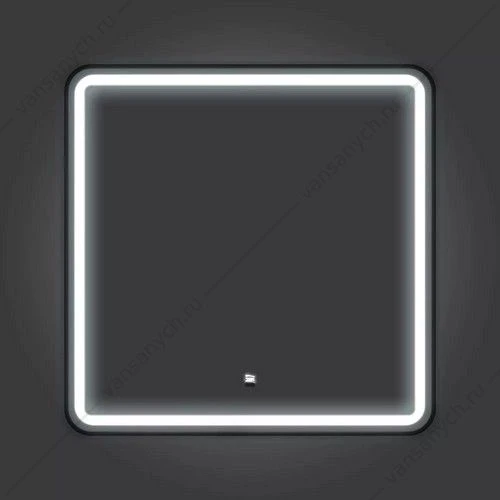 Зеркало 80х80 в алюминиевой раме цвет черный Comforty Ситара-80 LED-подсветка, бесконт. сенсор, антипар