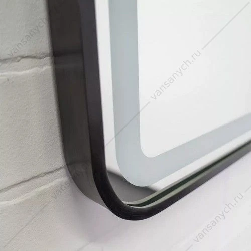Зеркало 80х80 в алюминиевой раме цвет черный Comforty Ситара-80 LED-подсветка, бесконт. сенсор, антипар