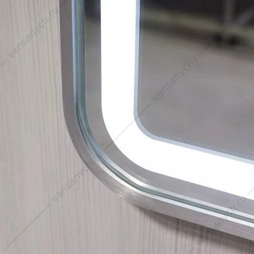 Зеркало 80х80 в алюминиевой раме цвет серебро Comforty Ситара-80 LED-подсветка, бесконт. сенсор, антипар