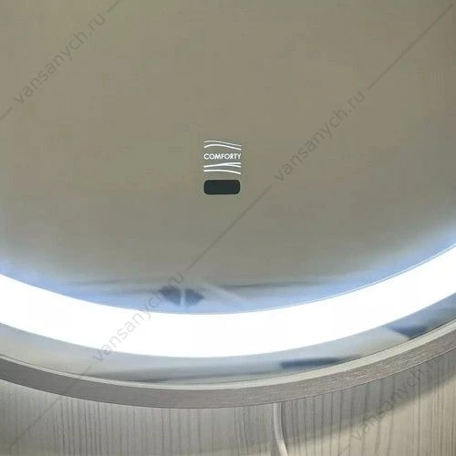 Зеркало D75 в алюминиевой раме цвет серебро Comforty Лея-75 LED-подсветка, бесконт. сенсор, антипар