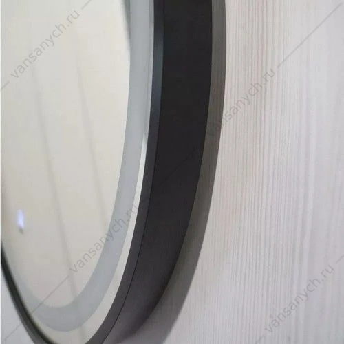 Зеркало D75 в алюминиевой раме цвет черный Comforty Лея-75 LED-подсветка, бесконт. сенсор, антипар