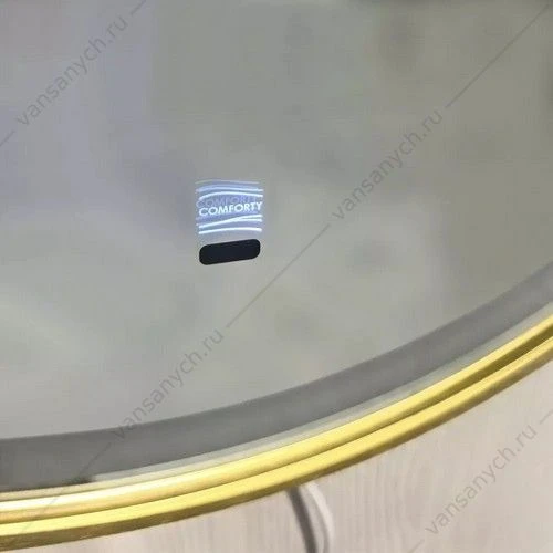 Зеркало D75 в алюминиевой раме цвет золото Comforty Лея-75 LED-подсветка, бесконт. сенсор, антипар