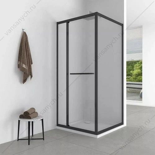 Душевое ограждение 90х90 Comforty 36B прозр. стекло, профиль черный матовый, без поддона