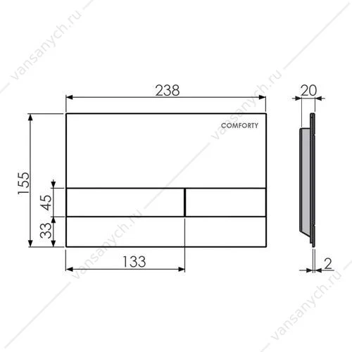 Панель смыва двухрежимная, тонкая Comforty CF5097TG нерж. сталь (брашир. золото) к инсталляции CF5K009DN