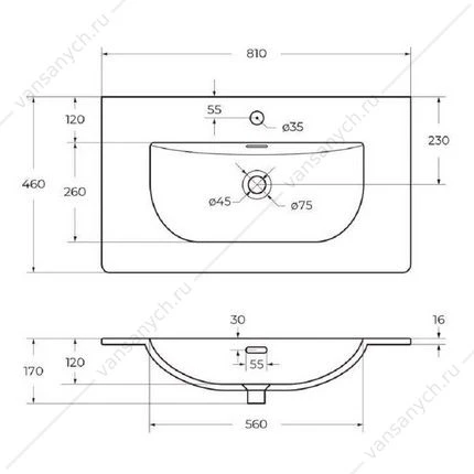 Раковина мебельная керамическая BELBAGNO 810x460x170 BB-8099-80