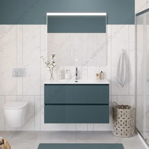 Тумба под раковину 100 BELBAGNO UNO подвесная с 2ящ. голубой Матовый UNO-1000-2C-SO-AO
