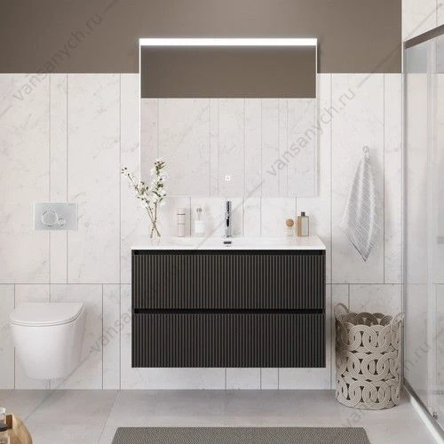 Тумба под раковину 100 BELBAGNO UNO подвесная с 2ящ. Темно-Серый Матовый UNO-1000-2C-SO-GSO