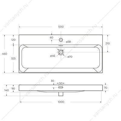 Раковина мебельная керамическая BELBAGNO 1010x460x140 BB-8078-100