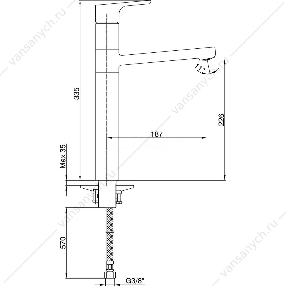 Смеситель для раковины 226 LUNA без дон. клапана золото 102808949EX