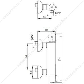 Смеситель для душа термостат THERMOSTATIC хром 102102341EX