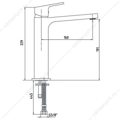 Смеситель для раковины 191 TIERA матовый черный 102188003C1EX