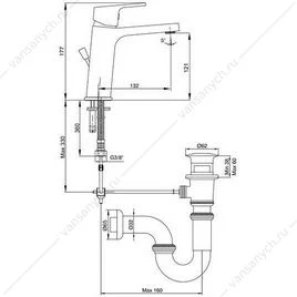 Смеситель для раковины 121 TIERA хром 102188012EX