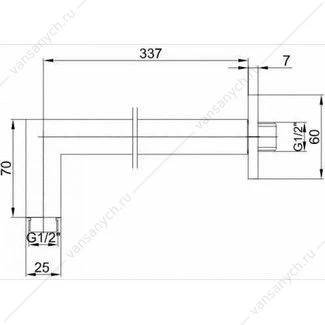 Верхний душ 30x30см квадратный с держателем 33,7см SLIM 102145013EX+102126699EX