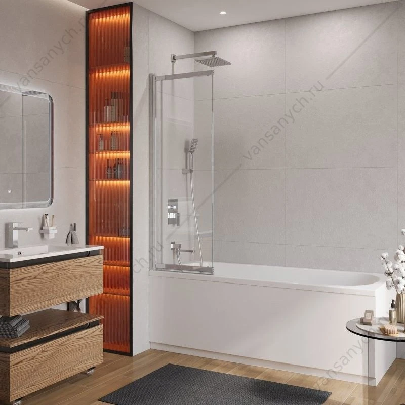 Шторка 90х150 на ванну стекло прозрачное, профиль хром CEZARES SLIDER-VF-11-90/150-C-Cr
