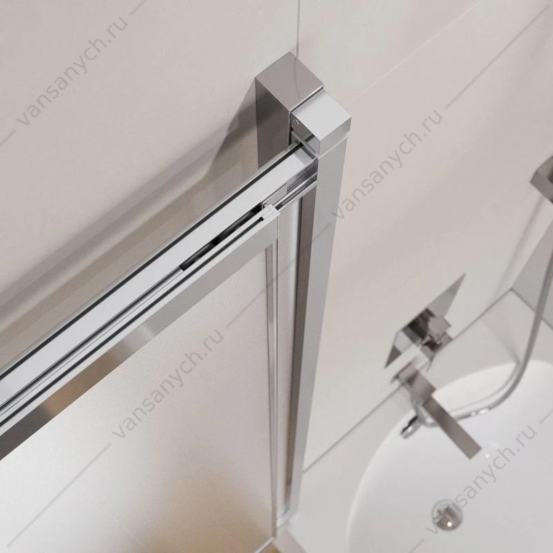 Шторка 90х150 на ванну стекло рифленое, профиль хром CEZARES SLIDER-VF-11-90/150-P-Cr
