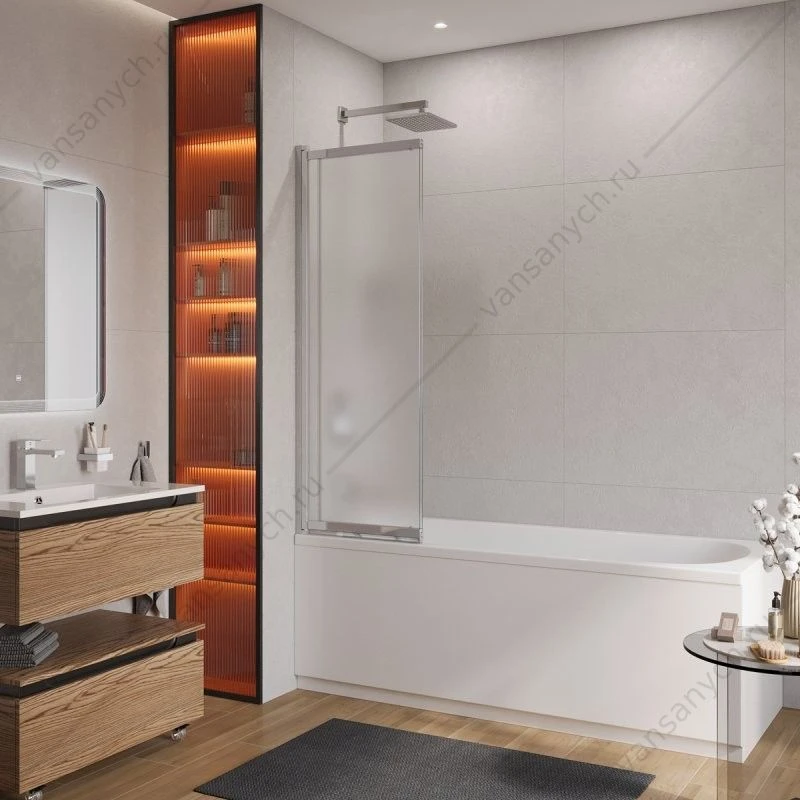 Шторка 90х150 на ванну стекло рифленое, профиль хром CEZARES SLIDER-VF-11-90/150-P-Cr