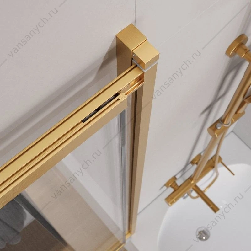 Шторка 90х150 на ванну стекло прозрачное, профиль золото CEZARES SLIDER-VF-11-90/150-C-BORO