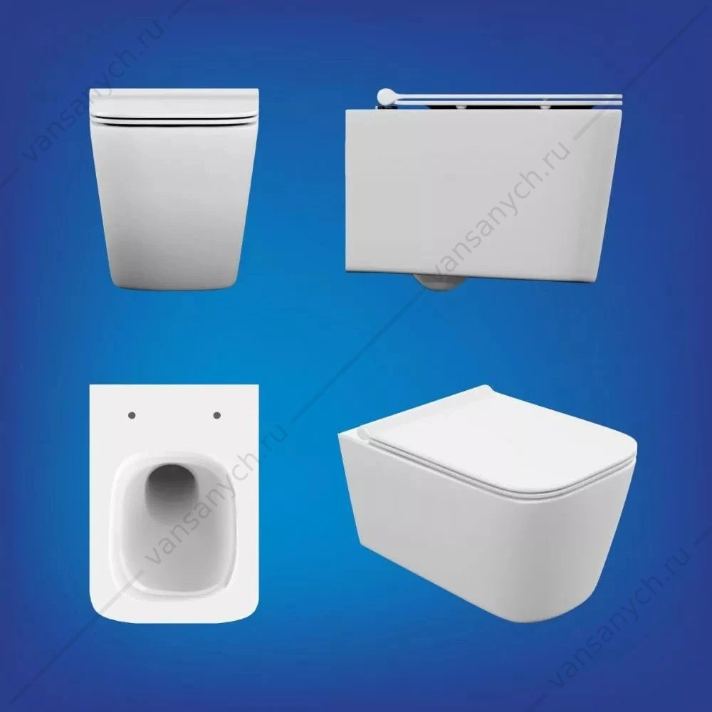 Готовый комплект Cersanit 69475: подвесной унитаз Crea Vortex DPL EO slim, инсталляция Aqua 40 Smart M, кнопка Twins пластик хром глянцевый