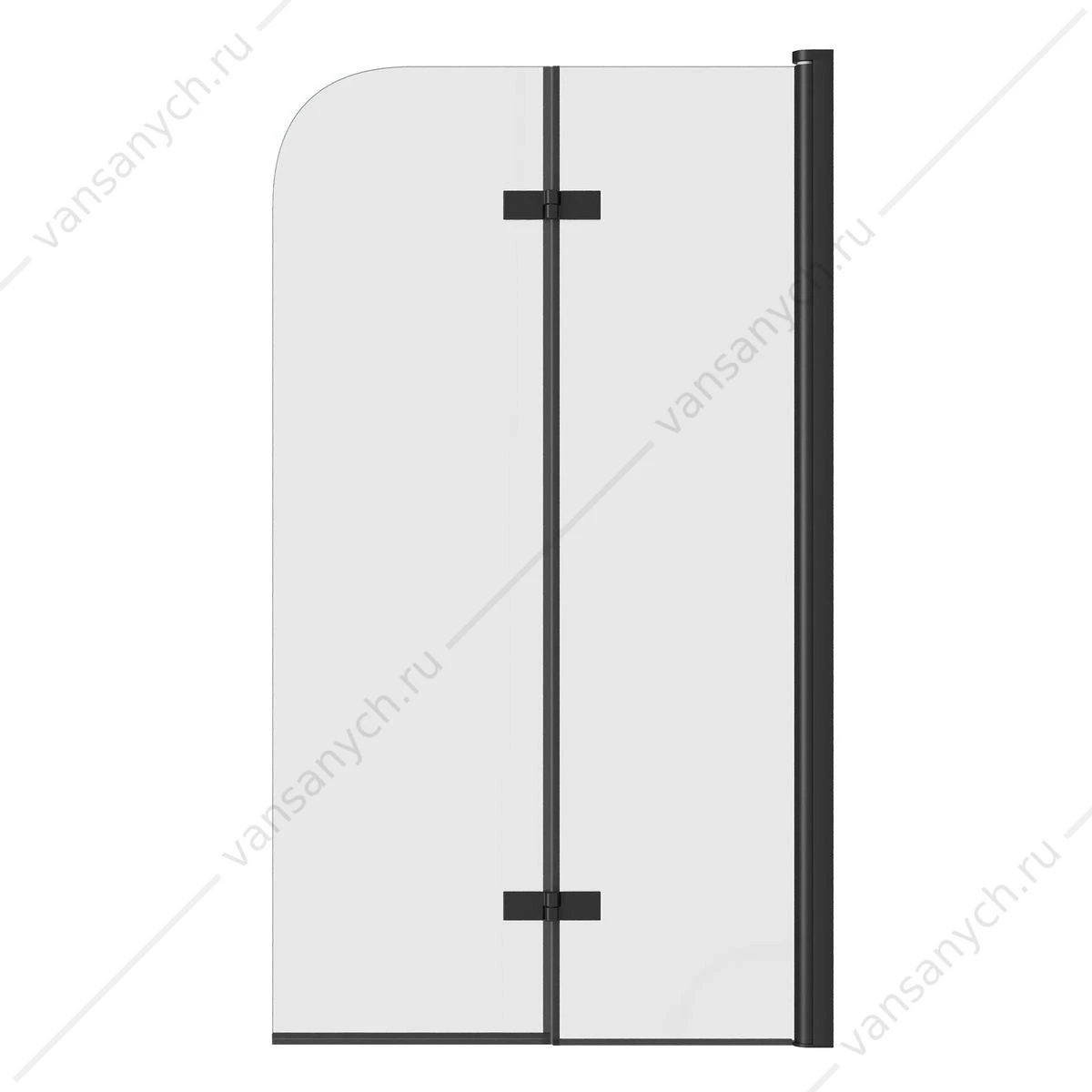 Шторка 80х140 на ванну Watersense Nancy W00217 распашная, прозр. стекло, профиль черный матовый