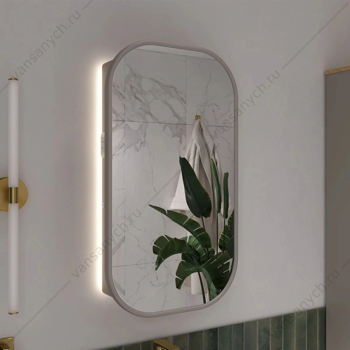 Шкаф 45х86 зеркальный EQUIL Desert szDSRT.LED45.R/L-25, универсальный, амарок