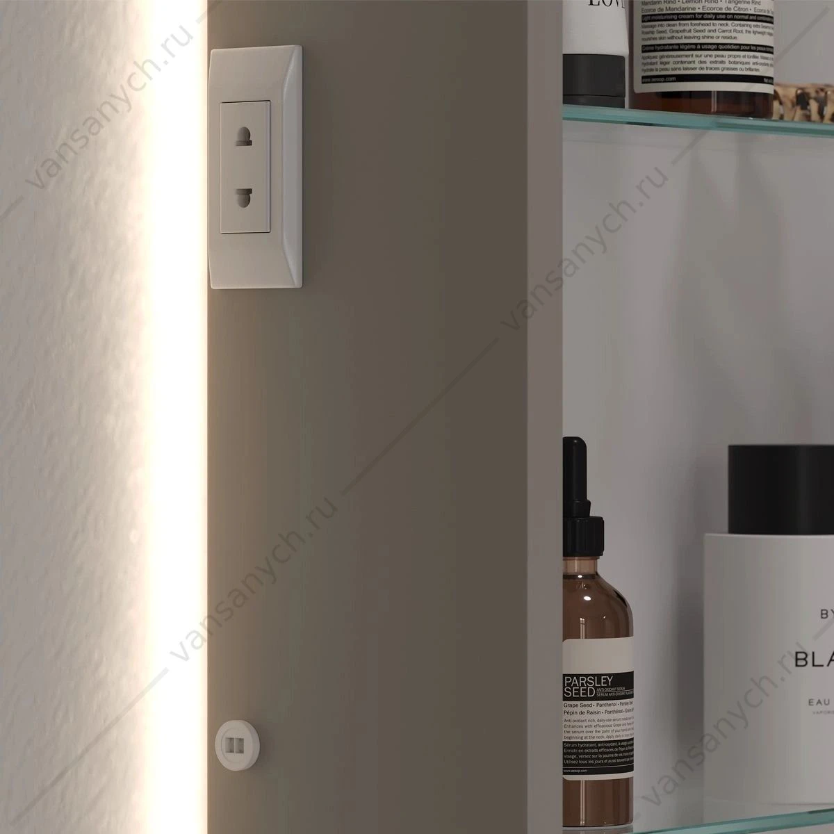 Шкаф 45х86 зеркальный EQUIL Desert szDSRT.LED45.R/L-25, универсальный, амарок