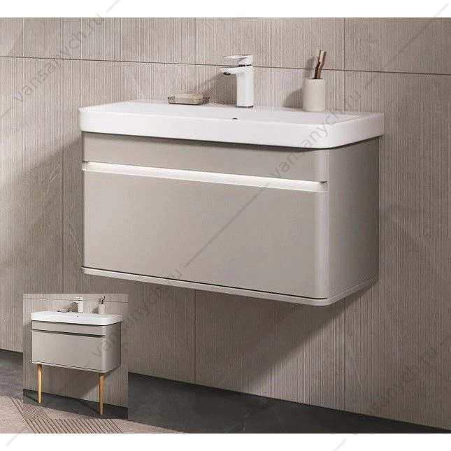 Тумба 80 с раковиной подвесная EQUIL Elegante 80.2Y tpELGNT80.1Y Амарок/Белый tpELGNT80.1Y (9595)-25.27 с раковиной Nice (9595-80)-25.27