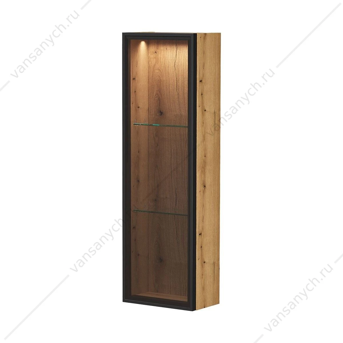 Шкаф 25х15х80 со стеклом узкий EQUIL Strong 25.1D, sSTRONG25.1D.R/L-36 дуб эвок