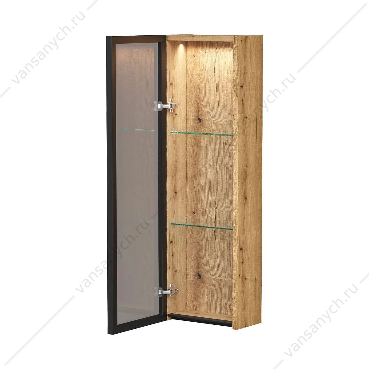 Шкаф 25х15х80 со стеклом узкий EQUIL Strong 25.1D, sSTRONG25.1D.R/L-36 дуб эвок