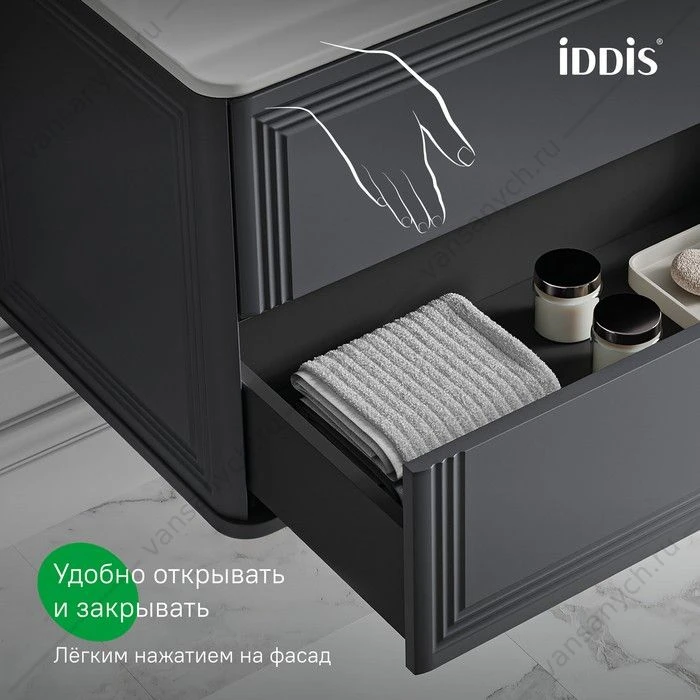 Тумба с раковиной 80 IDDIS Oxford Neo подвесная темно-серый OXN80D0i95K
