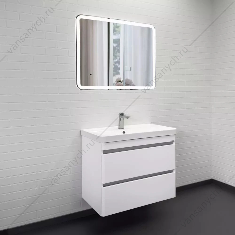 Тумба 80 с раковиной подвесная Comforty Валдай-80П2 белая матовая, раковинаComforty 4480, 00-00019071CF