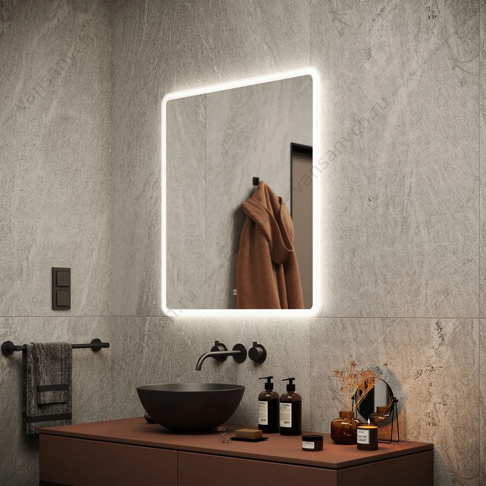 Зеркало 70 SANCOS Arcadia 70х80 с подсветкой, сенсор, AR700
