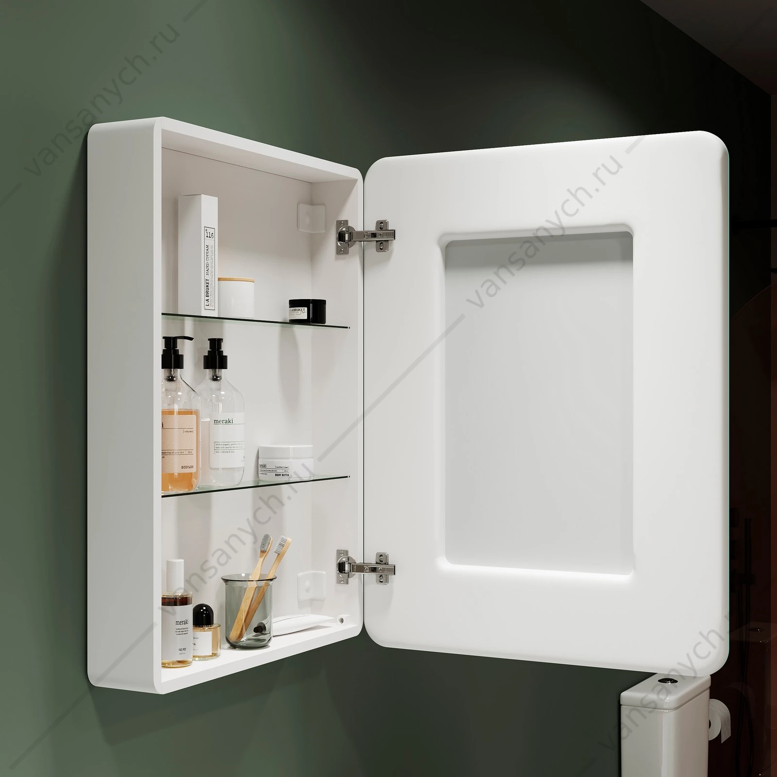 Зеркальный шкаф 60 SANCOS Diva 60х80 Белый, R, с подсветкой, сенсор, DI600