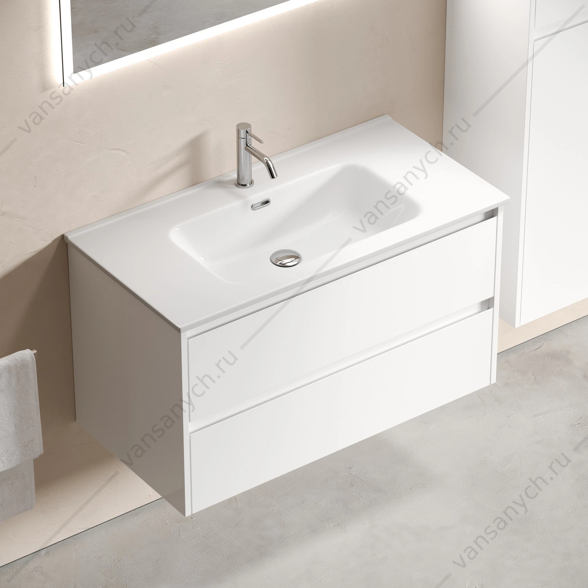 Тумба под раковину 90 подвесная SANCOS Libra 89х50 Белый LB90W